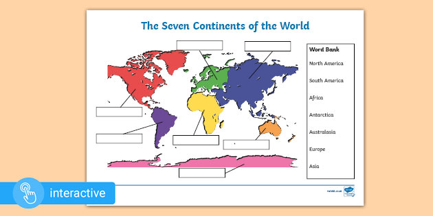 Interactive PDF: The Seven Continents Labelling Activity