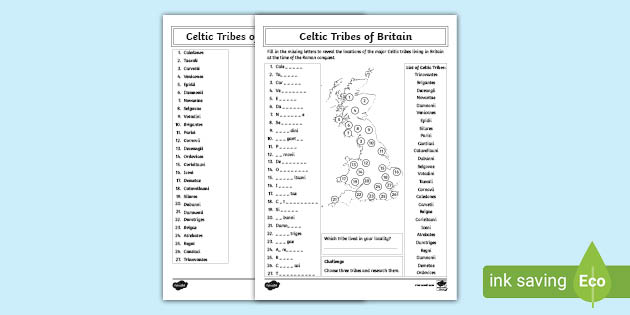 Post-Roman British Celts & Picts Activity Sheets for Kids