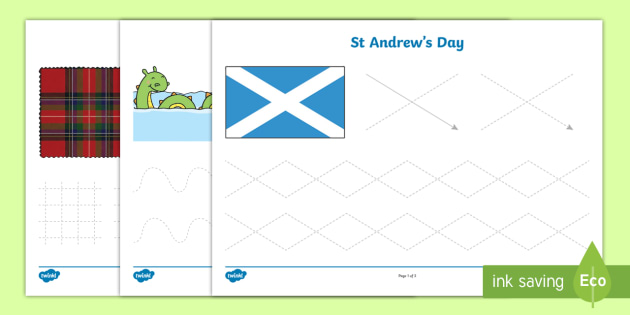 St. Andrew&#x27;s Day Pencil Control Worksheets
