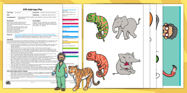EYFS The Zoo Vet: Animals at the Zoo Craft Activity Adult Input Plan and