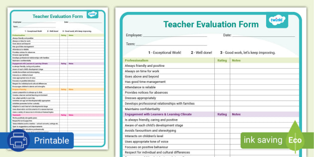 Teacher Evaluation Form Twinkl South Africa teacher Made 