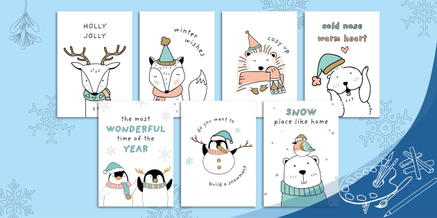 Winter Sayings Pastel Colours Animals Posters Pack - Twinkl