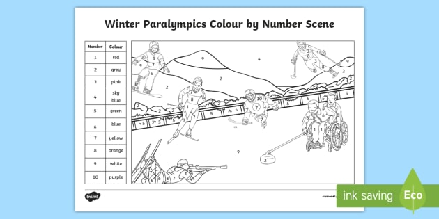 ks1 winter paralympic games colour by number teacher made