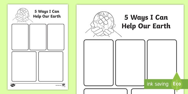 Five Ways I Can Help the Earth Writing Frame - writing frame