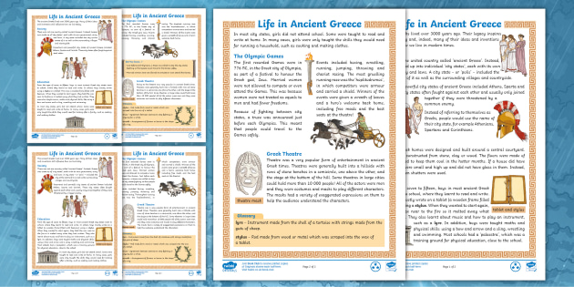 Life in Ancient Greece Facts | Fact File (teacher made)