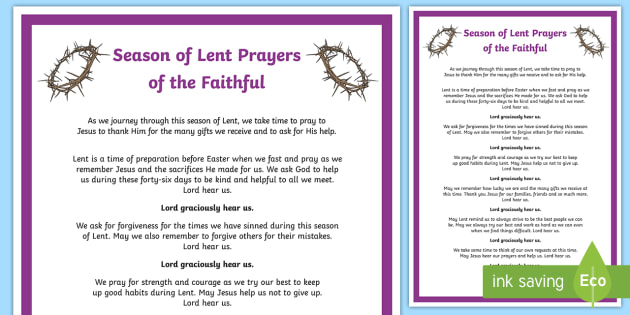 Prayers Of The Faithful For Ash Wednesday - Religion