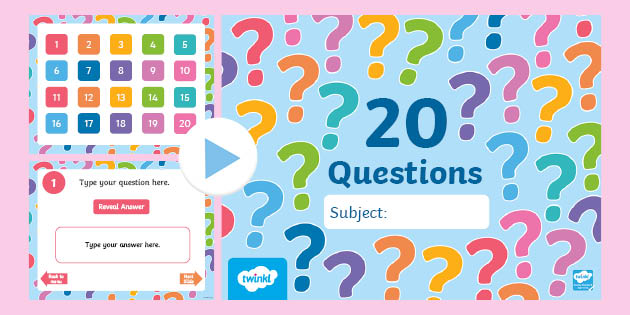 20 Questions Basic Adaptable PowerPoint Template - Twinkl