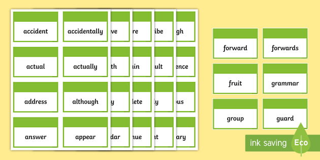 Details about   Year 3 & Year 4 Common Exception Laminated Word Mat & Printed Flashcards Learn 