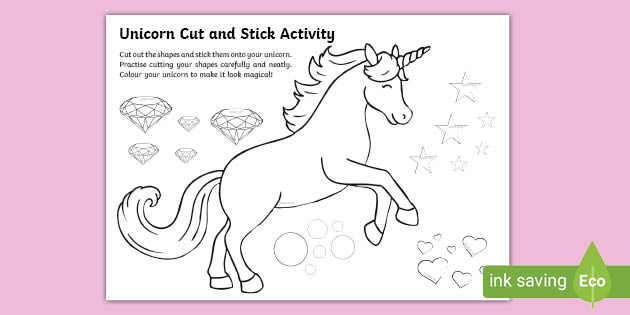 unicorn cut and stick activity teacher made