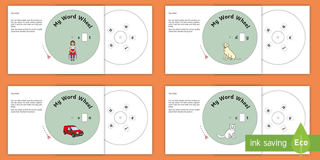 CVC Word Wheels Middle (Vowel) Sounds (Teacher-Made) cvc-word-wheels-middle-vowel-sounds-teacher-made