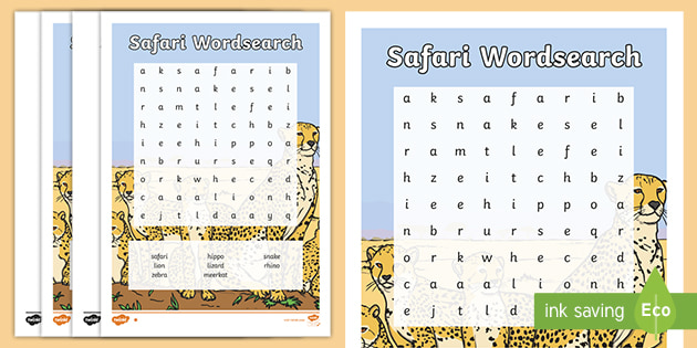 safari animal word search