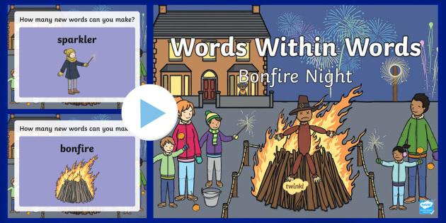 KS1 Bonfire Night Words within Words PowerPoint