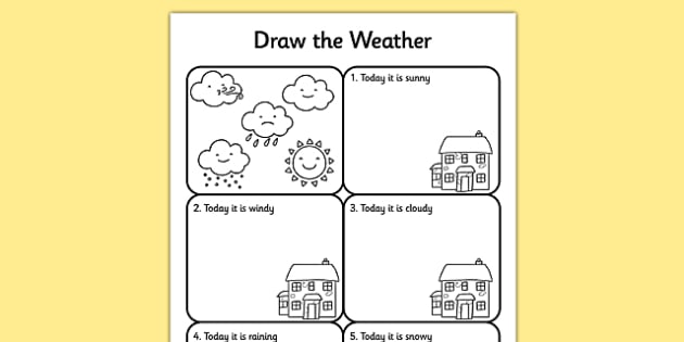 for worksheet english kindergarten 1 / Worksheet Weather  Activity weather Sheet Draw the