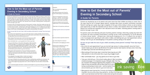 Making The Most Of Secondary School Parents' Evenings Parent And Carer