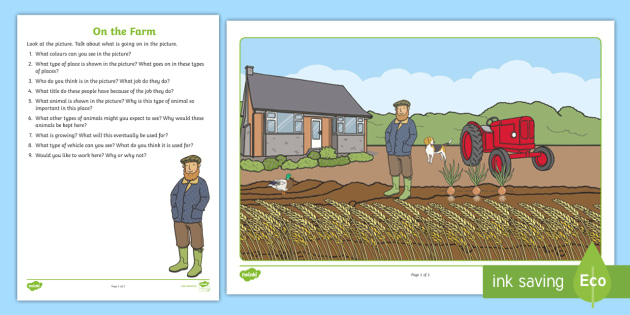 On the Farm Oral Language Worksheet / Worksheet