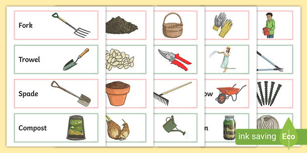 School Garden Tools Display Labels, Tools For Gardening