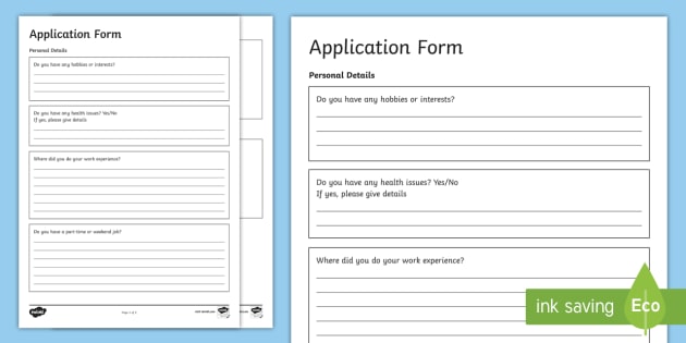Personal Details Application Form Guide - - Key Stage 4 Entry Level