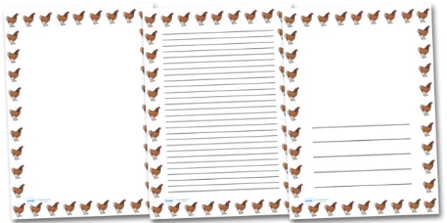 Hen Chicken Portrait Page Borders- Portrait Page Borders - Page