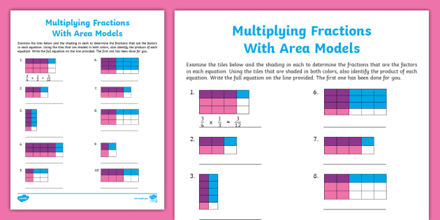 Area Models Of Fractions Worksheets Area Model Fractions