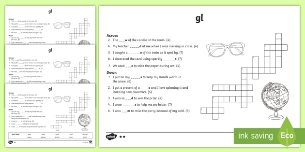 #39 gl #39 Consonant Blend Differentiated Crossword (teacher made) #39 gl #39 Consonant Blend Differentiated Crossword (teacher made)