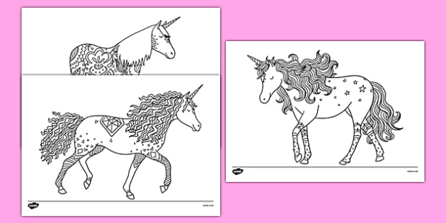 unicorn colouring sheets  pictures to colour in  primary