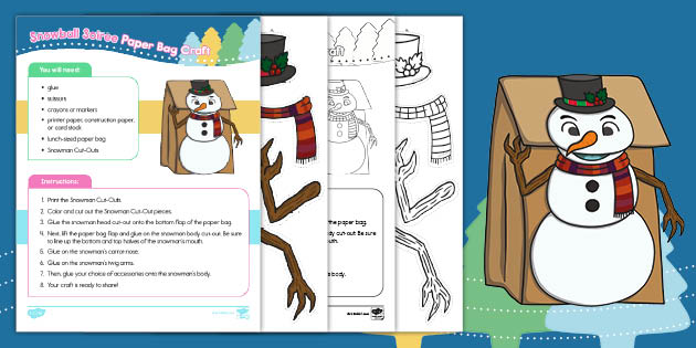 een D.w.z Overeenkomstig Paper Bag Snowman Craft | Teaching Resource | Twinkl