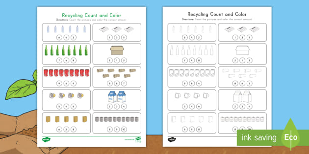 Recycling Count and Color Activity (teacher made)