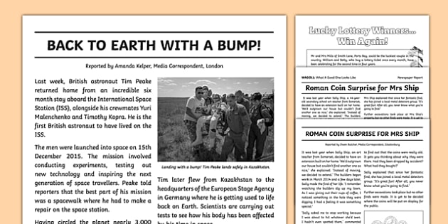 Newspaper Report Example Resource Pack Primary Resource