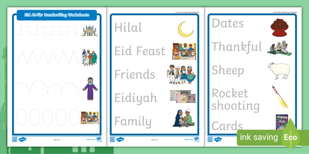 eid al fitr handwriting worksheets ramadan activities