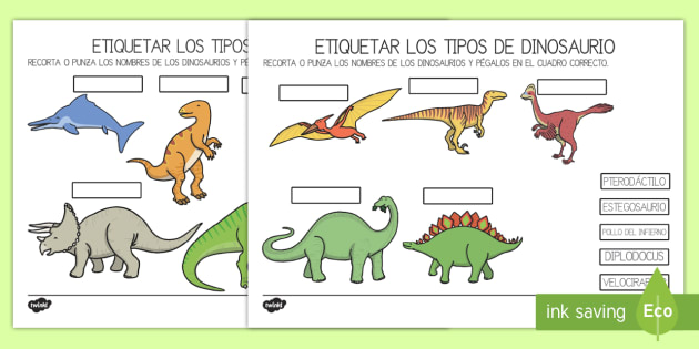 Ficha: Etiquetar los tipos de dinosaurio Ficha de actividad