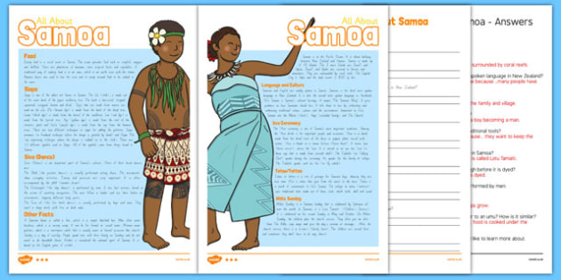 Samoa Differentiated Comprehension Worksheet Activity Sheets Pacific