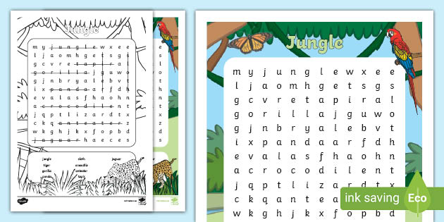 Jungle Vocabulary Wordsearch Esl Jungle Vocabulary Game