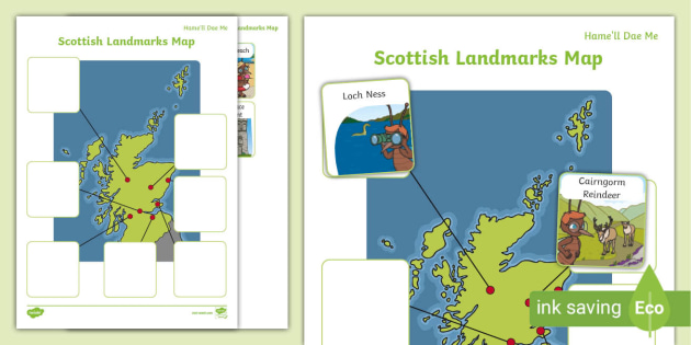 Hame'll Dae Me - Map Of Scottish Landmarks Activity Sheet