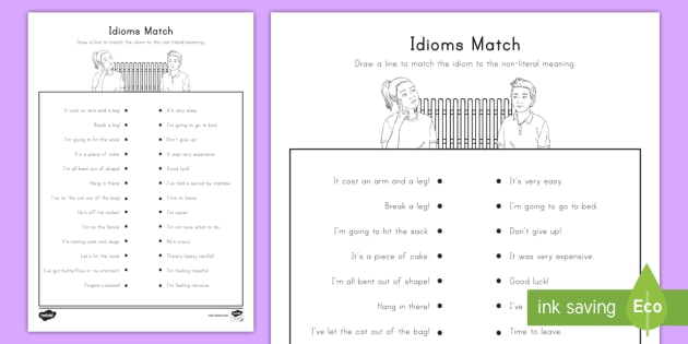 grade idioms worksheet 3 /  Idioms Worksheet nonliteral Matching  meaning Worksheet