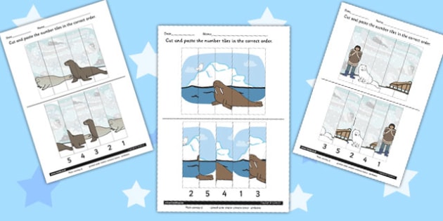 Polar Animals Number Sequencing Puzzle - polar, number, puzzle