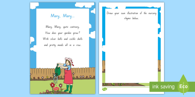 Mary Mary Quite Contrary Worksheet Worksheet