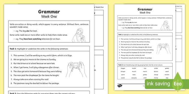 ks1 grammar homework