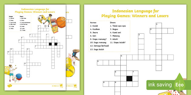 Winners and Losers: Playing Games Crossword Indonesian