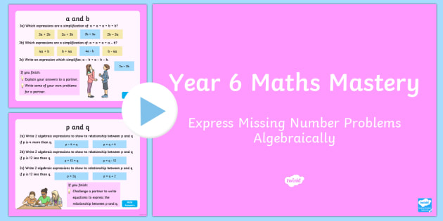 games 6 year number Algebra 6 Missing Number Problems Year Express