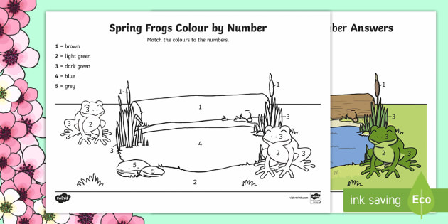 spring frogs colornumber teacher made