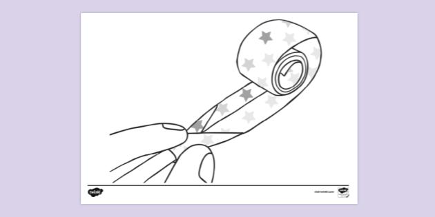 Party Blower Craft Instructions Step Five Colouring Sheets