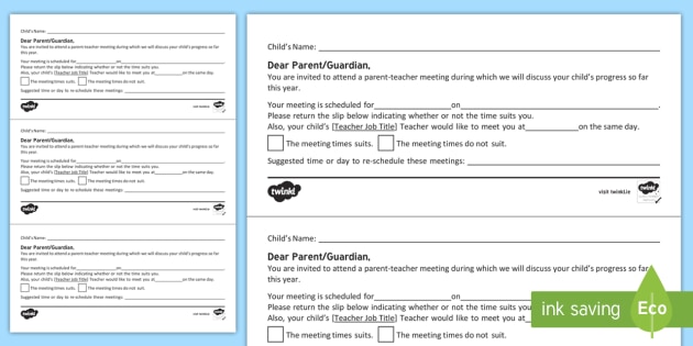 Parent-Teacher Meeting Editable Notes (teacher made)