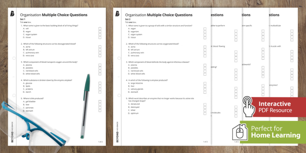 AQA GCSE Biology Topic 2: Organisation MCQs | Beyond