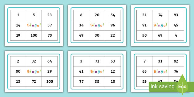 1 100 Bingo Game Teacher Made