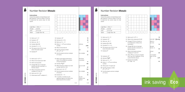 Gcse Number Revision Worksheets Differentiated