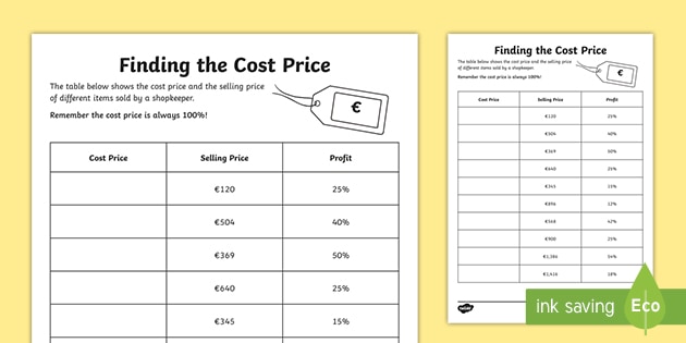finding-the-cost-price-worksheet-2-teacher-made