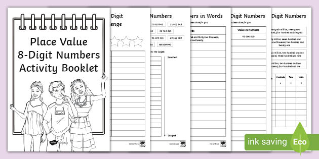 make working model of place value use any 8 digit numbers