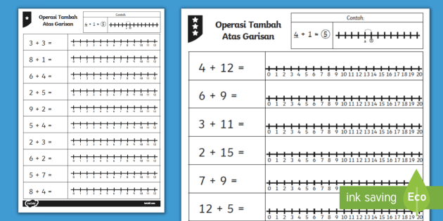 Lembaran Kerja Prasekolah Matematik Operasi Tambah Dalam Dadu Terriploaty