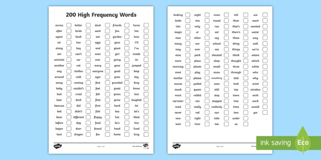 high frequency words first 100