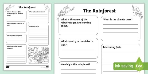 * NEW * Rainforest Fact File Template, (teacher made)